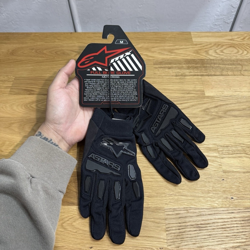 ALPINESTARS MOTOCROSS FULL BORE GLOVES BLACK ON BLACK SIZE M